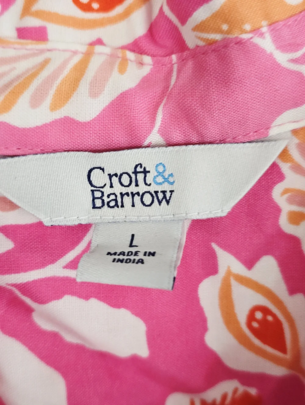 Croft & Barrow Pink and Orange Floral Button Front Top - Picture 5 of 7
